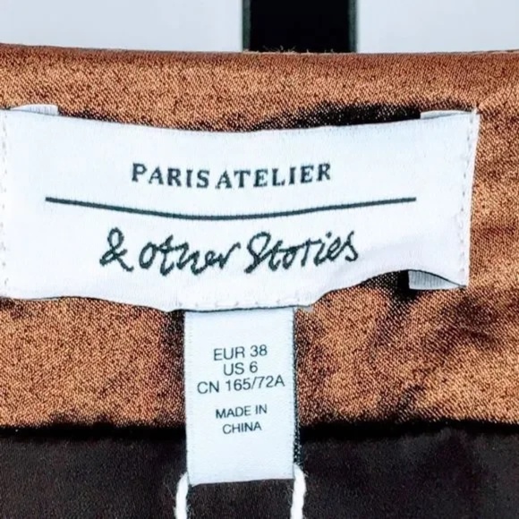 & other stories Draped Metallic Satin Mini Skirt Sz 6 - Picture 8 of 11